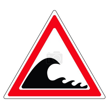 Téléchargez les illustrations : "signe danger tsunami "illustration vectorielle - en licence libre de droit