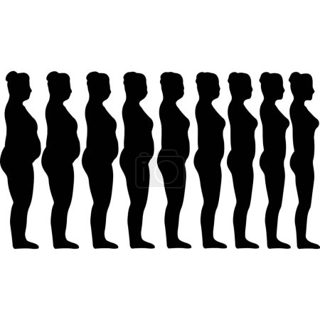 Illustration for Slimming silhouettes of girls modern vector illustration - Royalty Free Image