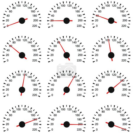 Illustration for "set of speedometer speed meter" - Royalty Free Image