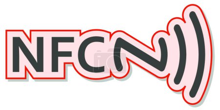 Ilustración de "Etiqueta engomada NFC Tag, signo de comunicación de campo cercano, etiqueta de información vectorial, la aceptación de los pagos NFC
" - Imagen libre de derechos