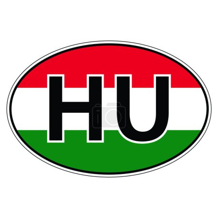 Téléchargez les illustrations : Autocollant sur voiture, drapeau de Hongrie" - en licence libre de droit
