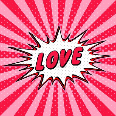 Téléchargez les illustrations : "Déclaration d'amour pop art bande dessinée parole bulle demi-ton. Amour dessin animé explosion vous aimer vecteur
" - en licence libre de droit