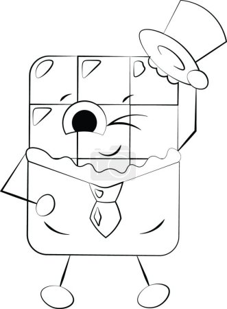 Illustration for "Cute cartoon Chocolate in suit. Draw illustration in black and white" - Royalty Free Image