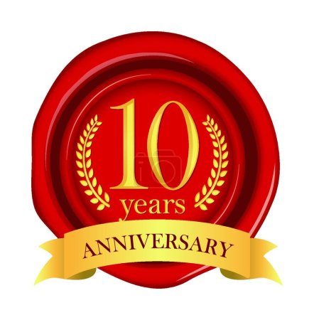 Illustration for "Anniversaries sealing wax  icon illustration ( 10th anniversary)" - Royalty Free Image