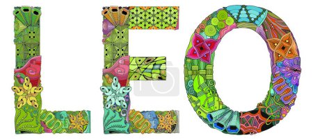 Illustration for "Word LEO. Vector zentangle object for decoration" - Royalty Free Image