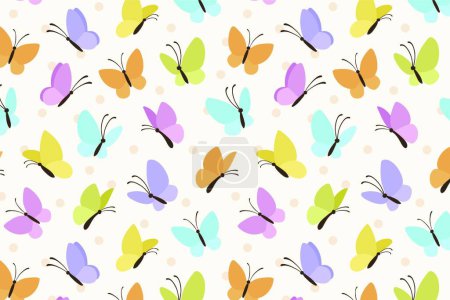 Téléchargez les illustrations : Papillon coloré vecteur de motif de fond mignon - en licence libre de droit