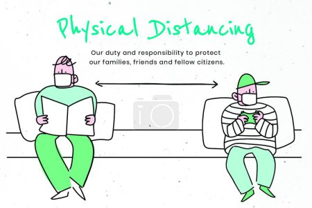 Illustration for Practice physical distancing to avoid spead of Covid-19. - Royalty Free Image