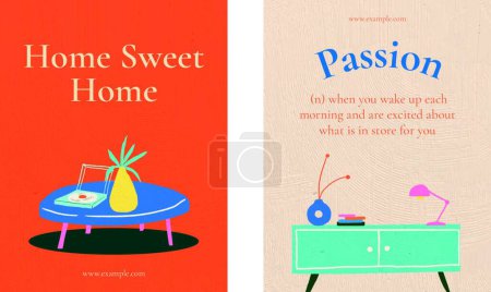 Illustration for Motivational quote home sweet home, passion - Royalty Free Image