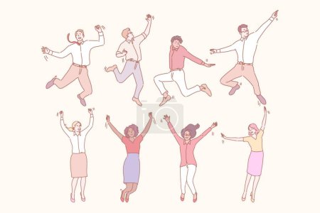 Illustration for Jumping business people set - Royalty Free Image