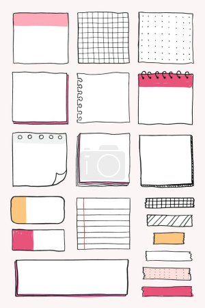 Illustration for Set of notebook and stickers, vector - Royalty Free Image