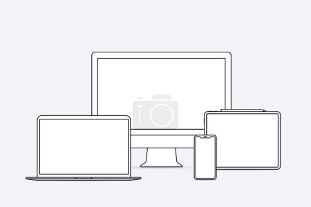 Illustration for Laptop, Digital Tablet and Computer, vector illustration - Royalty Free Image