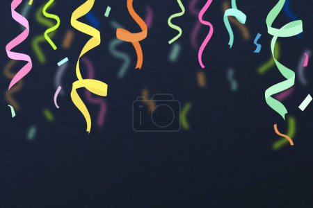 Téléchargez les illustrations : Confettis colorés sur fond noir - en licence libre de droit