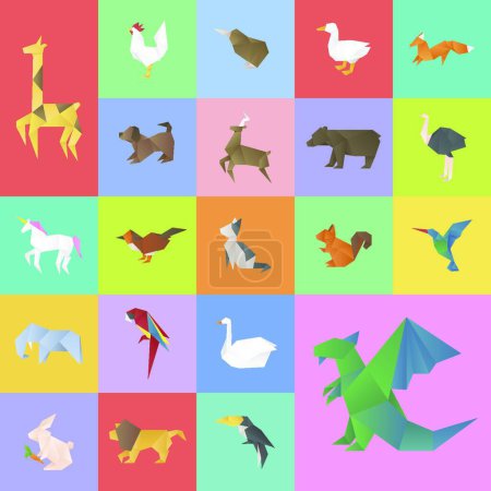 Ilustración de Animales conjunto, colorido vector ilustración - Imagen libre de derechos