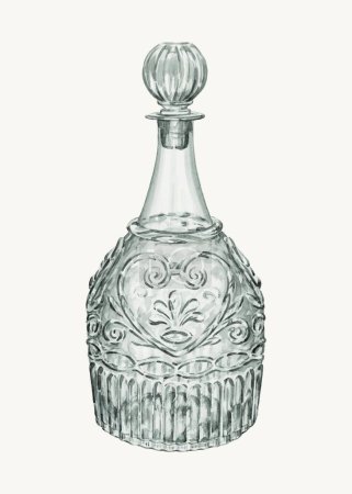 Ilustración de Botella de vidrio vintage aislada sobre fondo blanco - Imagen libre de derechos