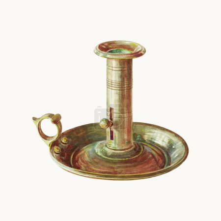 Illustration for Old brass candlestick on a white background - Royalty Free Image