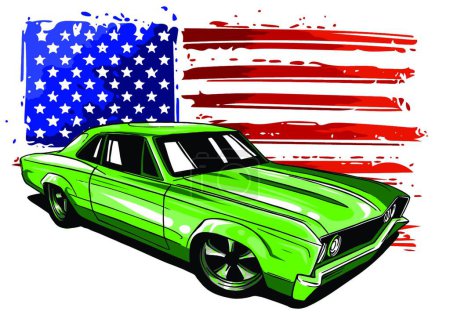 Illustration for "vector graphic design illustration of an American muscle car" - Royalty Free Image