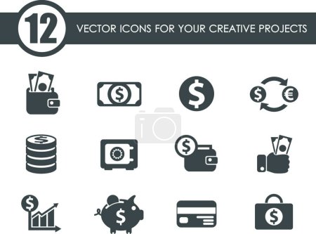 Téléchargez les illustrations : Icônes financières illustration vectorielle - en licence libre de droit