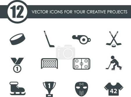 Ilustración de Iconos de vectores de hockey, ilustración de vectores de colores - Imagen libre de derechos