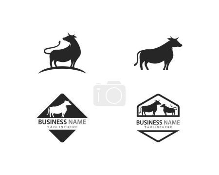 Téléchargez les illustrations : Ensemble de logo de vache, illustration vectorielle - en licence libre de droit