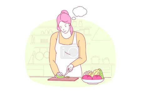 Illustration for Cooking, preparing dinner, gastronomy concept - Royalty Free Image