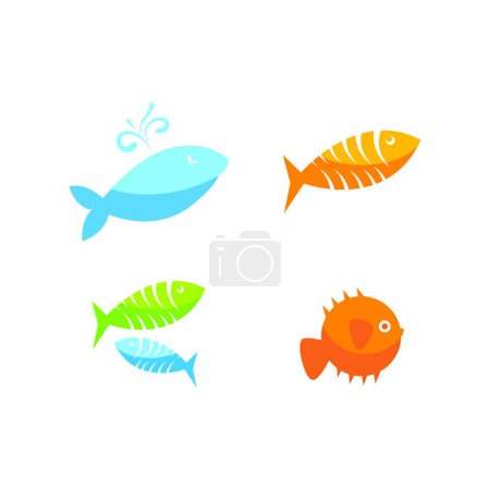 Téléchargez les illustrations : Logo poisson, illustration vectorielle colorée - en licence libre de droit
