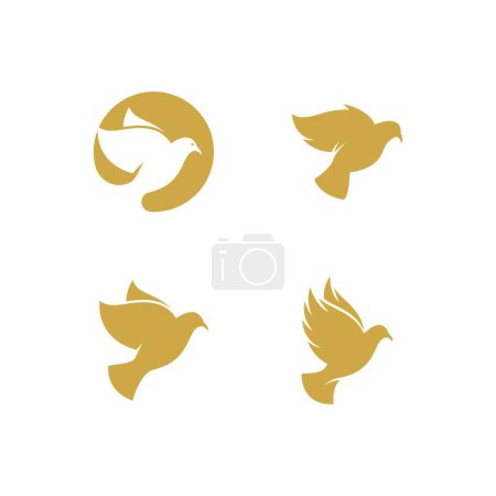 Téléchargez les illustrations : Logo oiseau colombe, illustration vectorielle colorée - en licence libre de droit