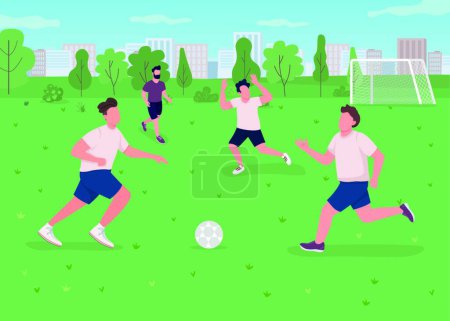 Ilustración de Hombres jugando fútbol, vector colorido ilustración - Imagen libre de derechos