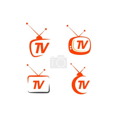 Téléchargez les illustrations : Illustration vectorielle moderne logo TV - en licence libre de droit