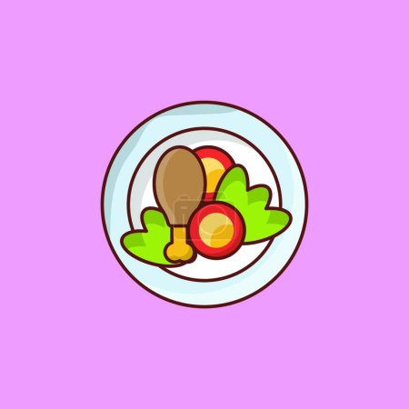 Ilustración de Pollo con verduras icono vector ilustración - Imagen libre de derechos
