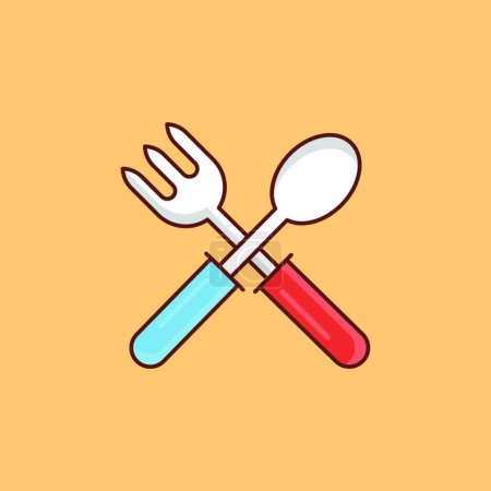 Illustration for Fork and spoon  web icon vector illustration - Royalty Free Image