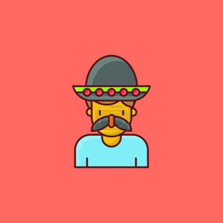 Illustration for Mexican man, simple vector illustration - Royalty Free Image