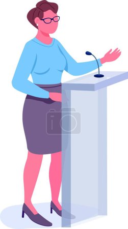 Illustration for "Female speaker flat color vector faceless character" - Royalty Free Image