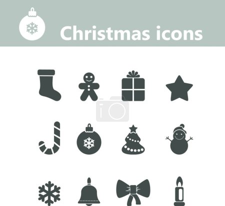 Téléchargez les illustrations : Icônes de Noël illustration vectorielle - en licence libre de droit