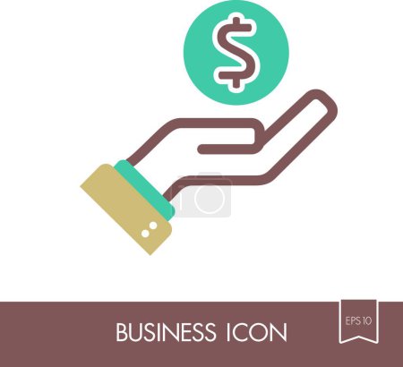 Téléchargez les illustrations : Pictogramme de l'argent dans la main icône vecteur - en licence libre de droit