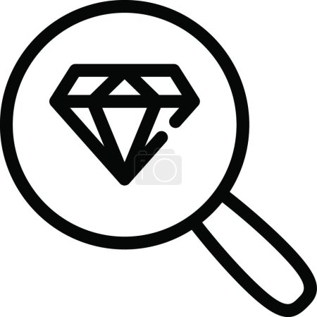 Illustration for Magnifying glass with crashed diamond, simple illustration - Royalty Free Image