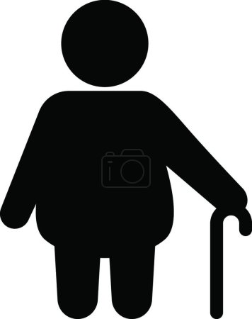 Illustration for Elderly person with cane icon, vector illustration - Royalty Free Image