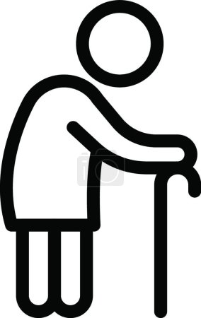 Ilustración de Anciano con icono de caña, ilustración vectorial - Imagen libre de derechos