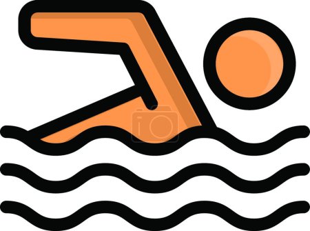 Téléchargez les illustrations : Illustration vectorielle d'icône de nage - en licence libre de droit