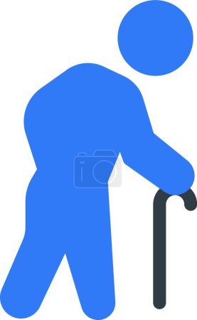 Illustration for Elderly person with cane icon, vector illustration - Royalty Free Image