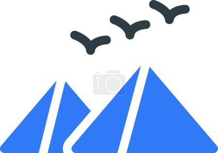 Ilustración de Montañas con aves voladoras - Imagen libre de derechos