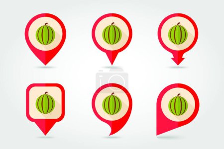 Illustration for "Watermelon flat mapping pin icon with long shadow" - Royalty Free Image