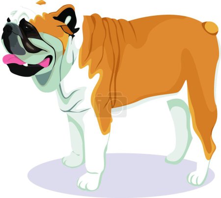 Téléchargez les illustrations : "Bulldog dessin animé chien vecteur illustration" - en licence libre de droit