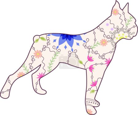 Illustration for "Boxer dog vintage vector illustration" - Royalty Free Image