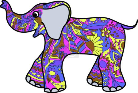 Téléchargez les illustrations : "Illustration vectorielle d'éléphant coloré" - en licence libre de droit