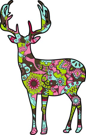Illustration for "deer silhouette christmas vector illustration" - Royalty Free Image