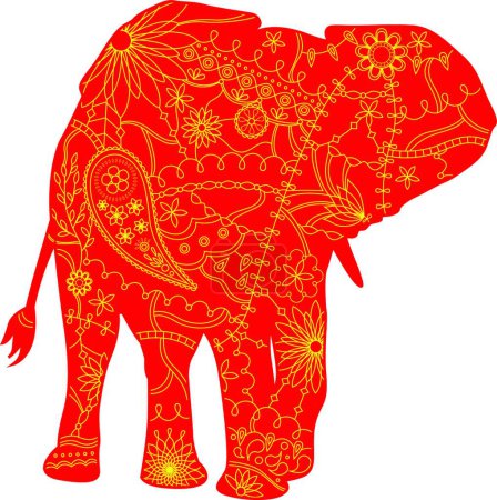 Téléchargez les illustrations : "Illustration vectorielle de silhouette d'éléphant indien" - en licence libre de droit