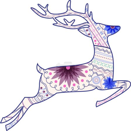 Illustration for "Jumping vintage deer vector illustration" - Royalty Free Image