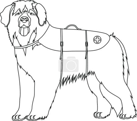 Téléchargez les illustrations : "Leonberger sauvetage chien contour" - en licence libre de droit