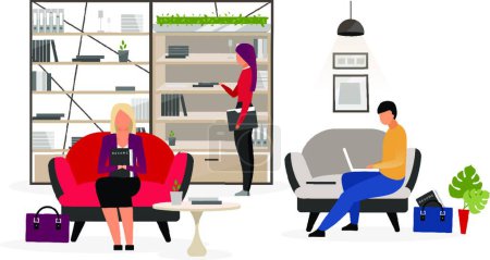 Illustration for "Jobseekers waiting for interview flat illustration" - Royalty Free Image