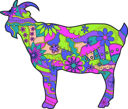 Téléchargez les illustrations : "Illustration vectorielle de chèvre colorée" - en licence libre de droit
